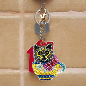 4pièces Tasse à Thé Animaux DIY Porte-clés