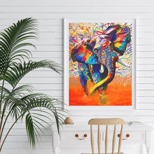 Charger l&#39;image dans la galerie, Éléphant coloré - peinture complète de diamant - 40x30cm
