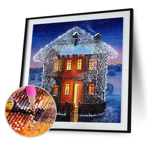 Maisons de neige - peinture en diamant complet - 30x30cm