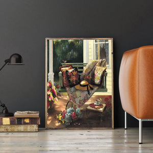 Cour tranquille - peinture en diamant complet - 30x40cm