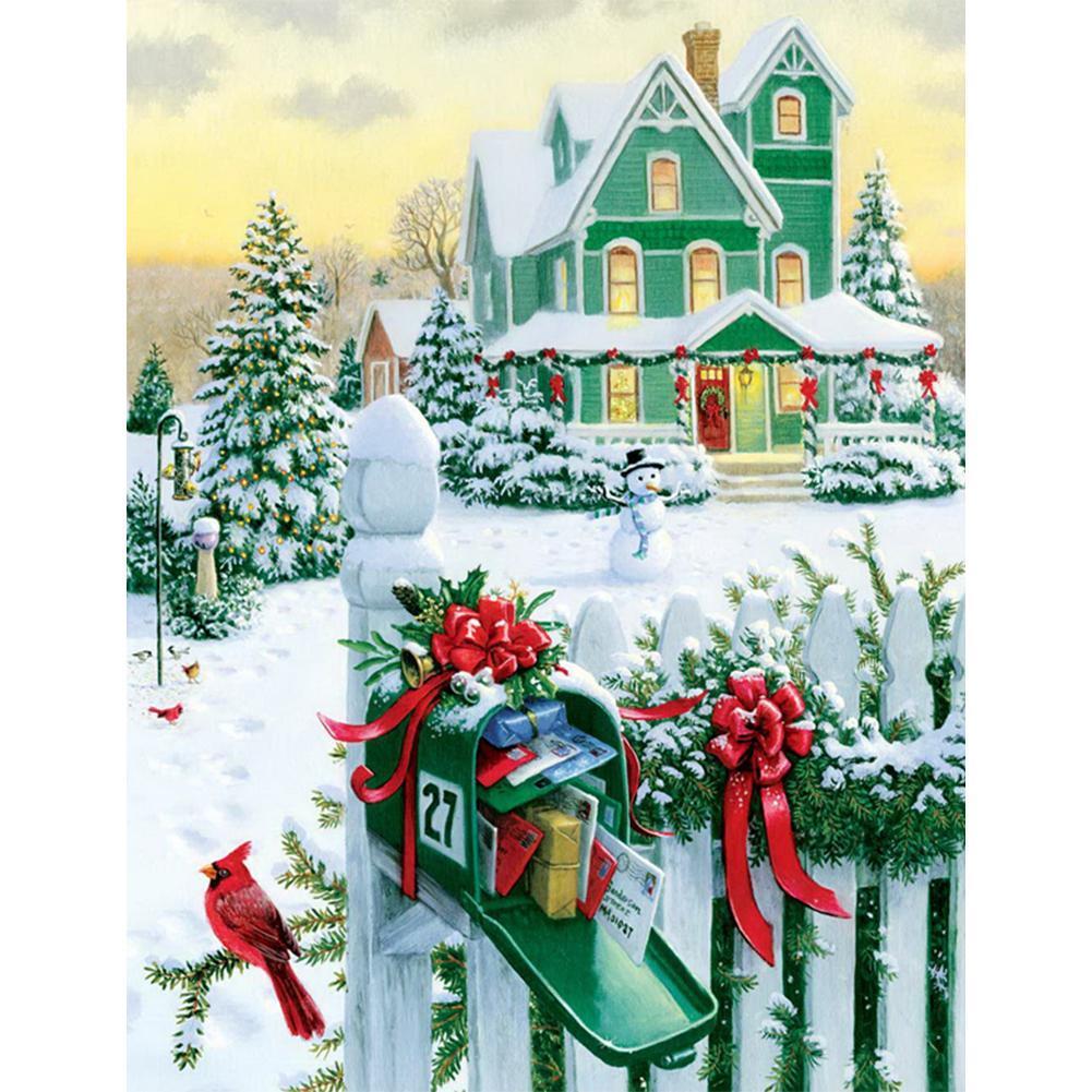 Maison de neige - peinture complète de diamant - 30x40cm