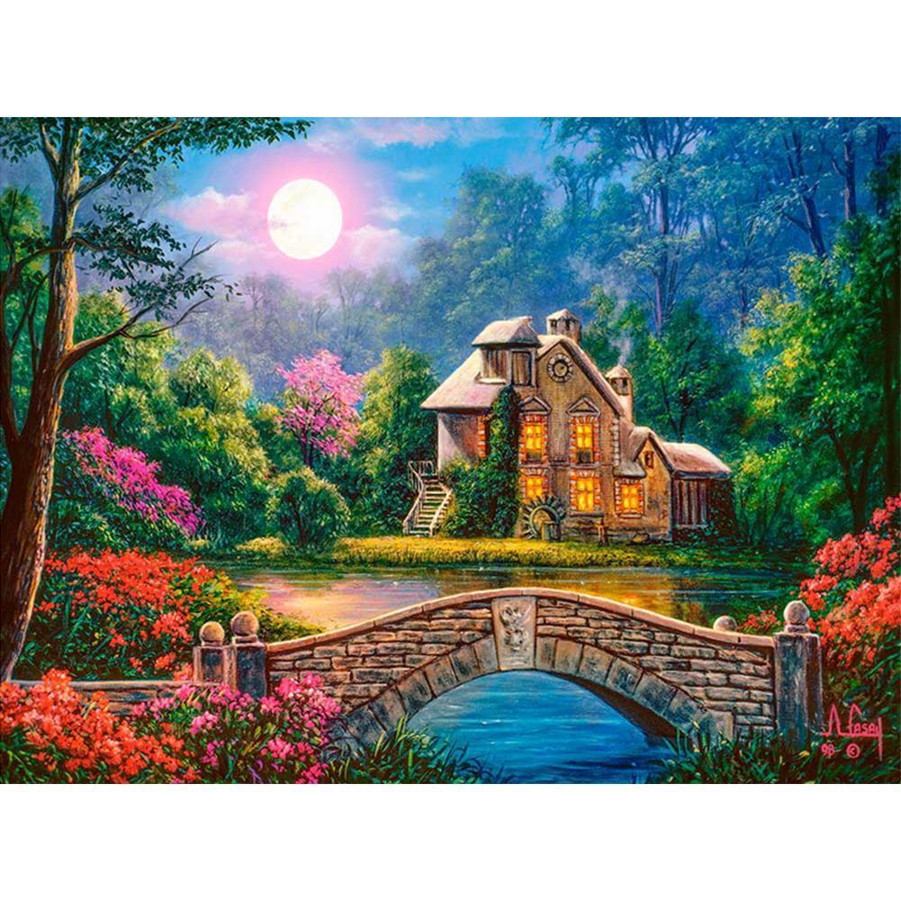 Maison - peinture en diamant complet - 40x30cm