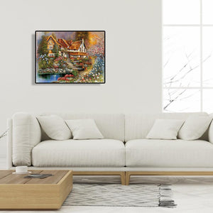 Maison - peinture en diamant complet - 40x30cm