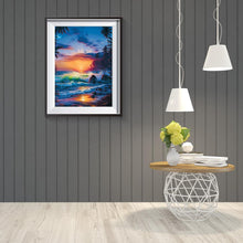 Charger l&#39;image dans la galerie, Vagues de roulement - diamant rond complet - 30x40cm
