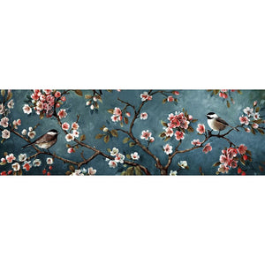 Oiseau de fleur - peinture ronde complète de diamant - 80x30cm