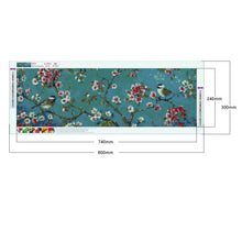 Charger l&#39;image dans la galerie, Oiseau de fleur - peinture ronde complète de diamant - 80x30cm
