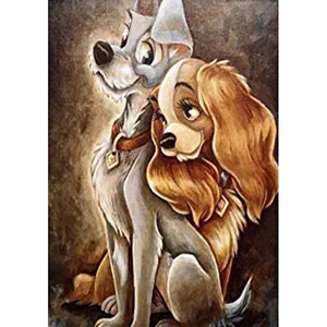 Chien - diamant rond complet - 30x40cm
