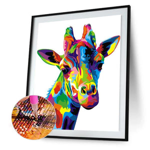 Girafe de couleur - peinture complète de diamant - 50x40cm