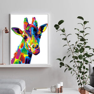 Girafe de couleur - peinture complète de diamant - 50x40cm