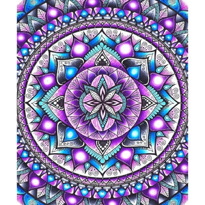 Mandala violet - peinture complète en diamant - 30x35cm