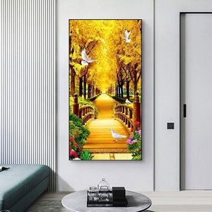 Chemin d’automne - peinture complète en diamant - 85x45cm