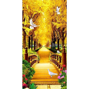 Chemin d’automne - peinture complète en diamant - 85x45cm