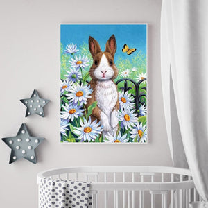 Lapin dans la stupéfaction - diamant rond complet - 30x40cm