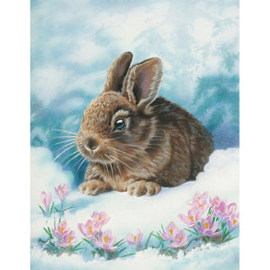 Lapin dans la stupéfaction - diamant rond complet - 30x40cm