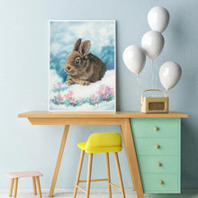 Charger l&#39;image dans la galerie, Lapin dans la stupéfaction - diamant rond complet - 30x40cm
