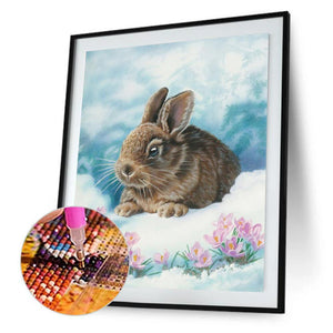 Lapin dans la stupéfaction - diamant rond complet - 30x40cm