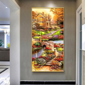 Village - peinture complète en diamant - 85x45cm