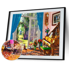 Charger l&#39;image dans la galerie, Cour de chat - diamant rond complet - 40x30cm
