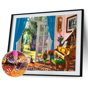 Cour de chat - diamant rond complet - 40x30cm