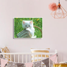 Charger l&#39;image dans la galerie, Panier de chat - diamant rond complet - 40x30cm
