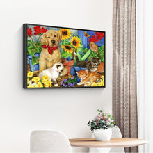 Charger l&#39;image dans la galerie, Chat et chien - diamant rond complet - 30x40cm
