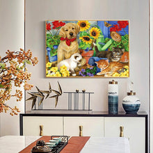 Charger l&#39;image dans la galerie, Chat et chien - diamant rond complet - 30x40cm
