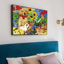 Charger l&#39;image dans la galerie, Chat et chien - diamant rond complet - 30x40cm
