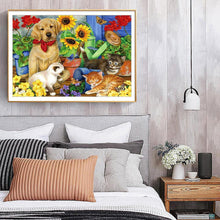 Charger l&#39;image dans la galerie, Chat et chien - diamant rond complet - 30x40cm
