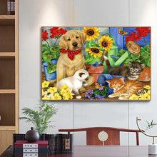 Charger l&#39;image dans la galerie, Chat et chien - diamant rond complet - 30x40cm

