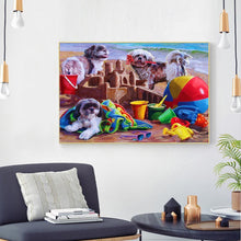 Charger l&#39;image dans la galerie, Chiens de plage - diamant rond complet - 30x40cm
