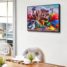 Charger l&#39;image dans la galerie, Chiens de plage - diamant rond complet - 30x40cm
