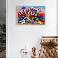Charger l&#39;image dans la galerie, Chiens de plage - diamant rond complet - 30x40cm
