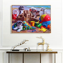 Charger l&#39;image dans la galerie, Chiens de plage - diamant rond complet - 30x40cm
