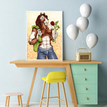 Charger l&#39;image dans la galerie, Cheval de catoon - diamant rond complet - 30x40cm
