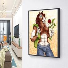 Charger l&#39;image dans la galerie, Cheval de catoon - diamant rond complet - 30x40cm
