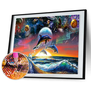 Monde sous-marin - diamant rond complet - 50x40cm