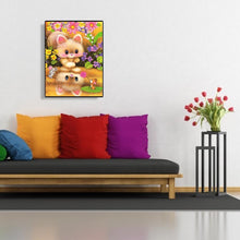 Charger l&#39;image dans la galerie, Chat et fleur - diamant rond complet - 30x40cm
