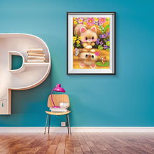 Charger l&#39;image dans la galerie, Chat et fleur - diamant rond complet - 30x40cm
