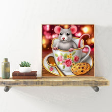 Charger l&#39;image dans la galerie, Souris et tasse - diamant rond complet - 30x30cm
