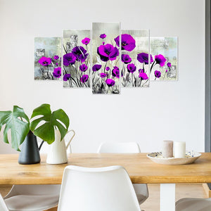 5pcs/set flower - peinture en diamant ronde - 95x45cm