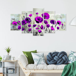5pcs/set flower - peinture en diamant ronde - 95x45cm