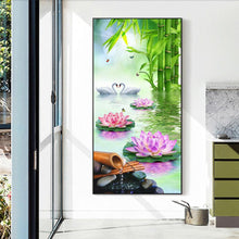 Charger l&#39;image dans la galerie, Lotus swan - peinture complète en diamant - 85x45cm
