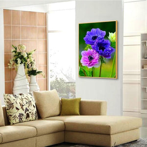 Croix de fleur - diamant rond complet - 30x40cm