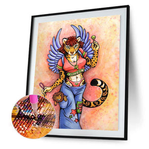 Tiger girl - diamant rond complet - 30x40cm