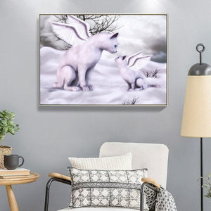 Chat avec des ailes femmes - diamant rond complet - 30x40cm