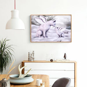 Chat avec des ailes femmes - diamant rond complet - 30x40cm