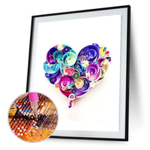 Charger l&#39;image dans la galerie, Coeur de fleur - diamant rond complet - 30x40cm
