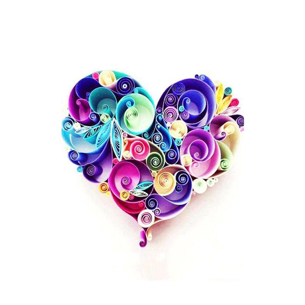 Coeur de fleur - diamant rond complet - 30x40cm