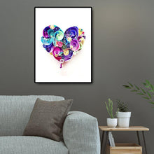 Charger l&#39;image dans la galerie, Coeur de fleur - diamant rond complet - 30x40cm
