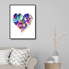 Charger l&#39;image dans la galerie, Coeur de fleur - diamant rond complet - 30x40cm
